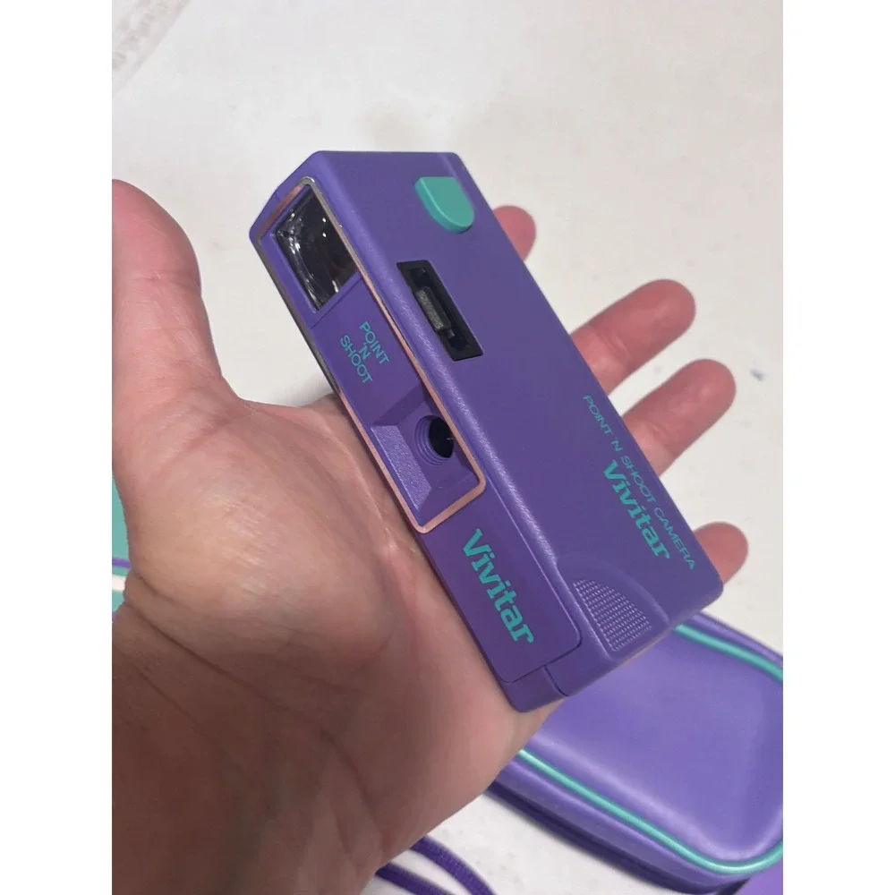 Vintage 1987 Vivitar Point N Shoot 110 Film Camera Purple Teal Avon Boxed Set